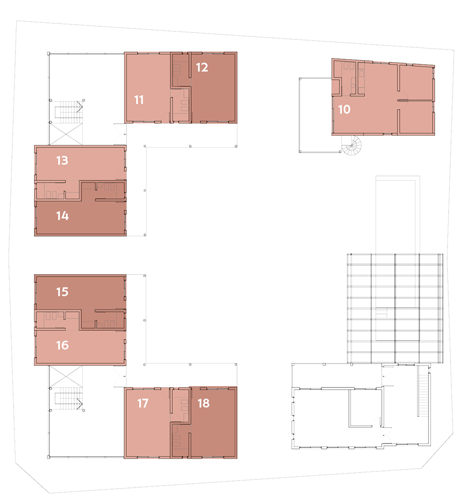 Plano técnico de una unidad del complejo Cygnus, con detalles de distribución, medidas y fachadas