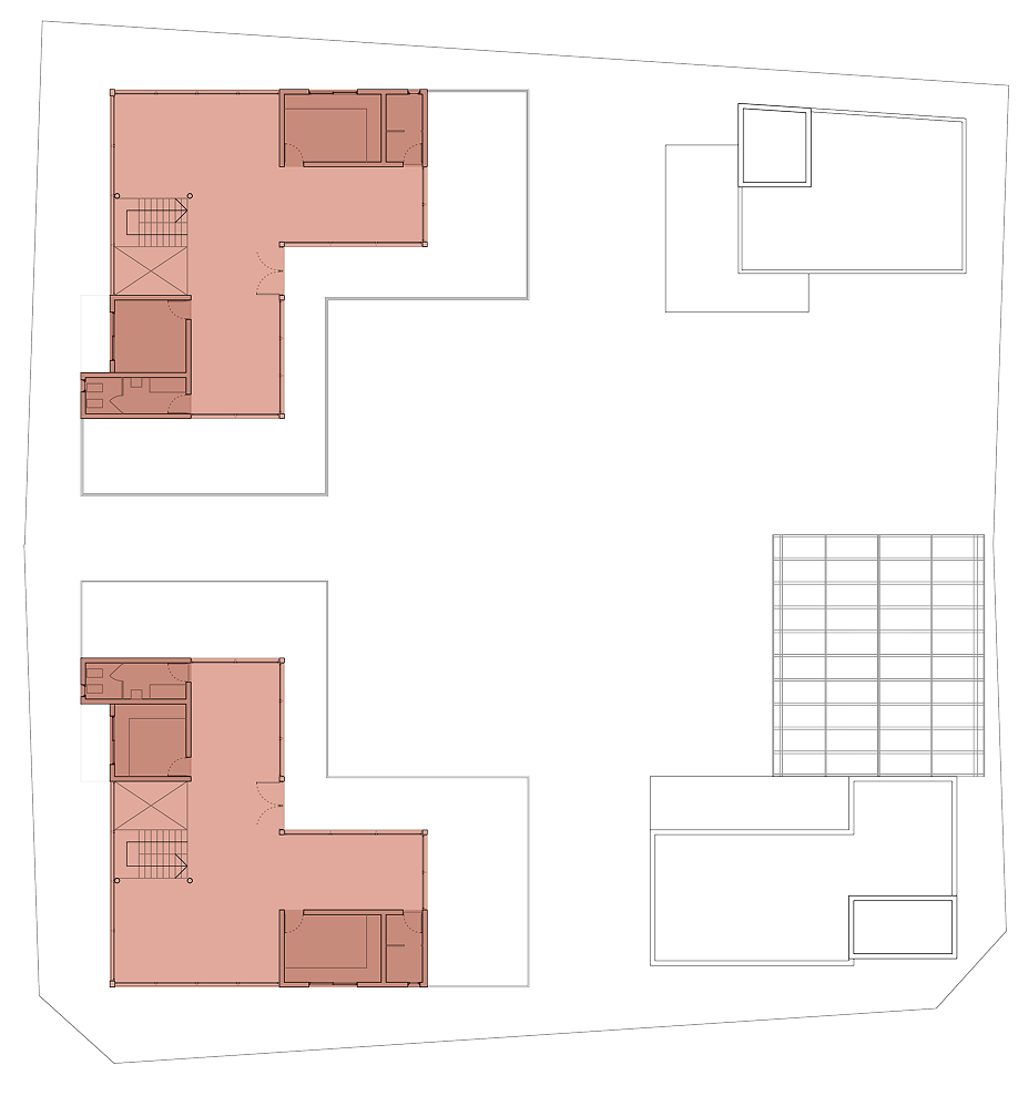 Plano técnico de una unidad del complejo Cygnus, con detalles de distribución, medidas y fachadas
